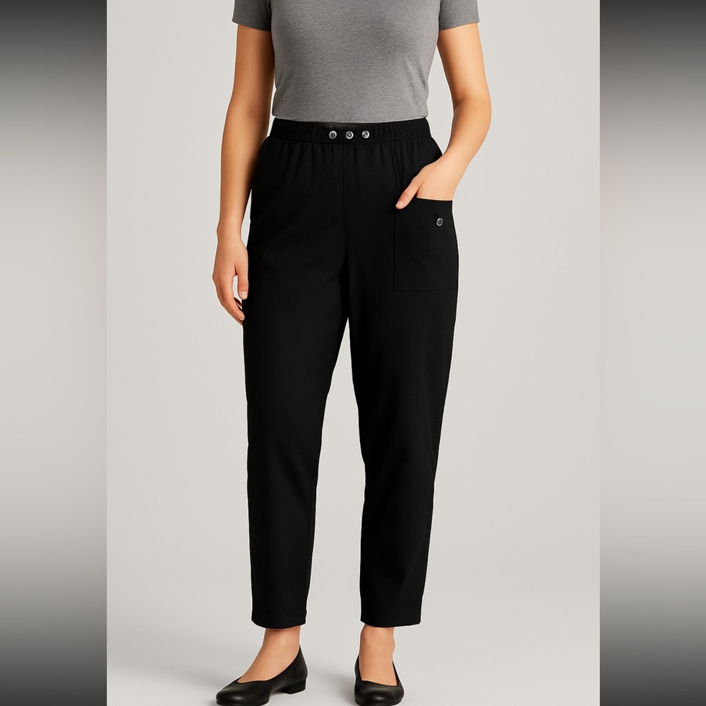 Dressbarn Black Relaxed Fit Pants Size 14/16 – Stretch Waist, Utility Pocket